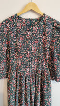 Load image into Gallery viewer, Vintage 1980s Green Floral Laura Ashley Style Drop Waist Dress
