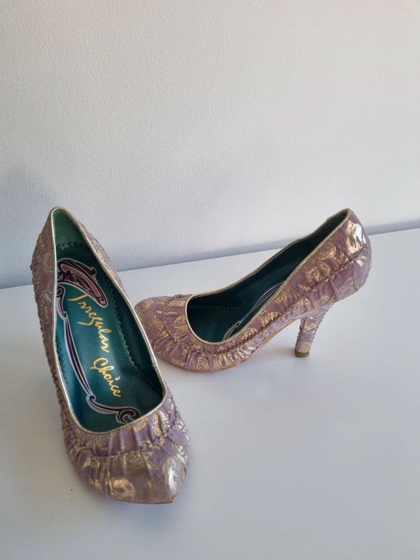 Lilac & Gold leaf Irregular Choice Heels 5