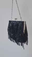 Load and play video in Gallery viewer, Vintage Black Beaded bag with chain
